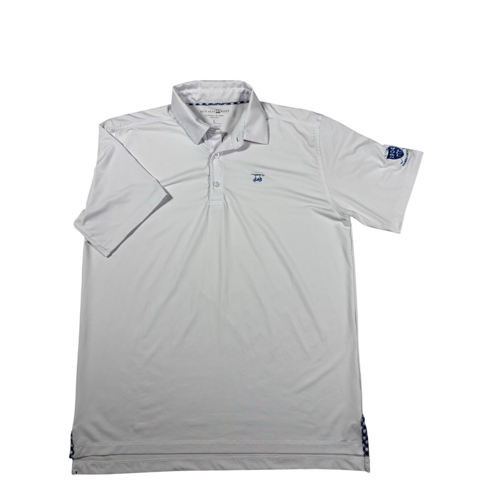 Bald Head Blues Mens White Columbia Country Club Performance Golf Polo Shirt L